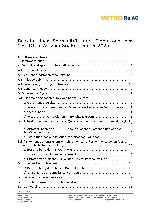 SFCR of METRO Re AG 2025 (German)