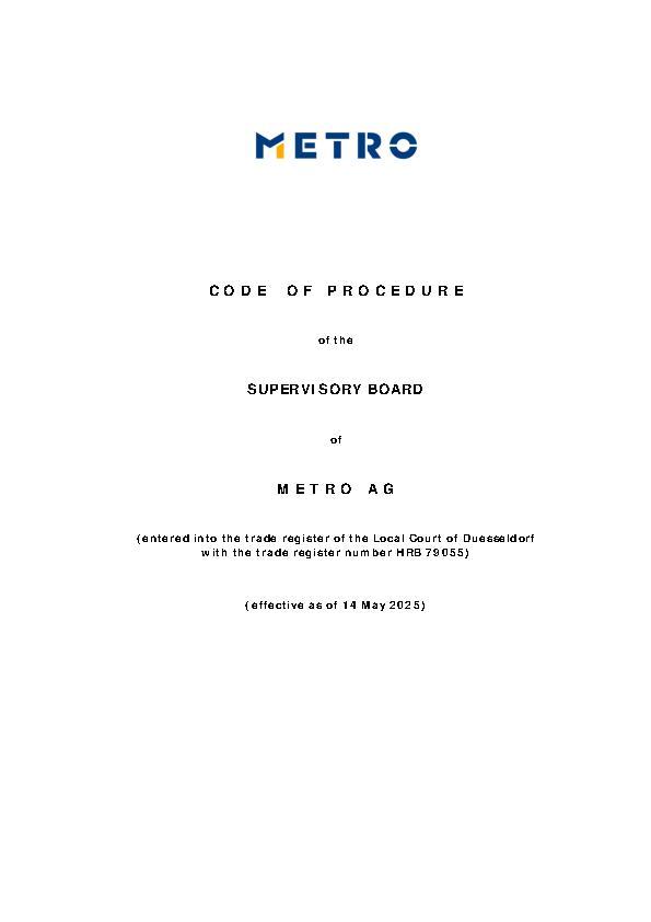 Code of Procedure of the Supervisory Board of METRO AG