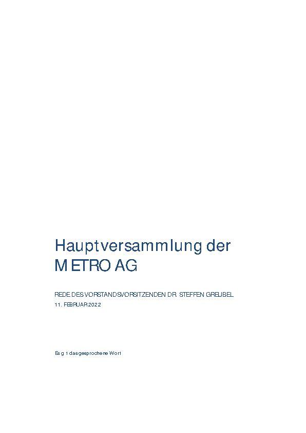 Speech of the Chairman of the Management Board (German)