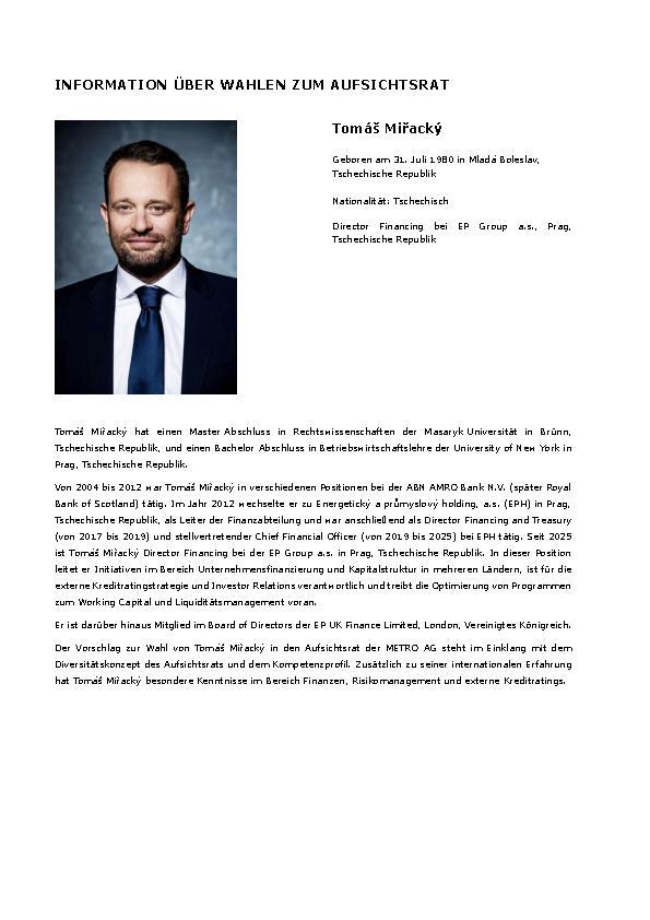 Curriculum Vitae Mr Tomáš Miřacký